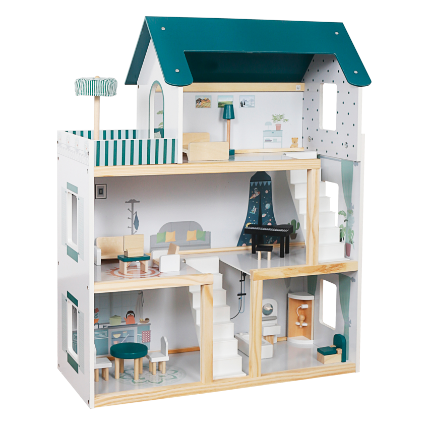 Casa de papusi din lemn 61,3*26,4*77,4 cm, verde W06A413G