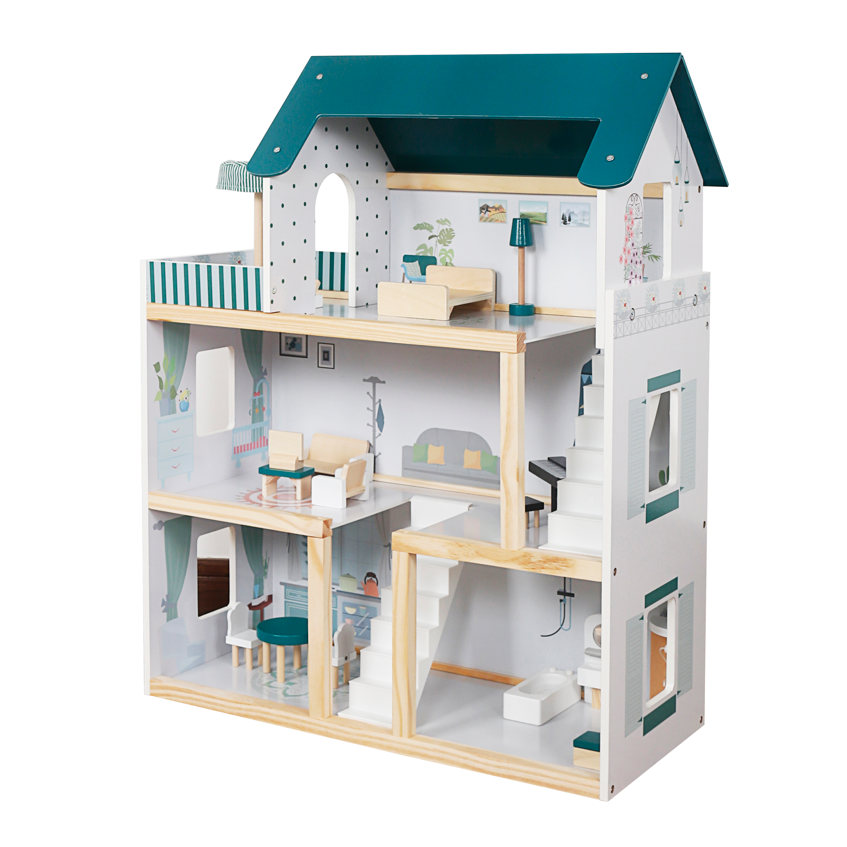 Casa de papusi din lemn 61,3*26,4*77,4 cm, verde W06A413G