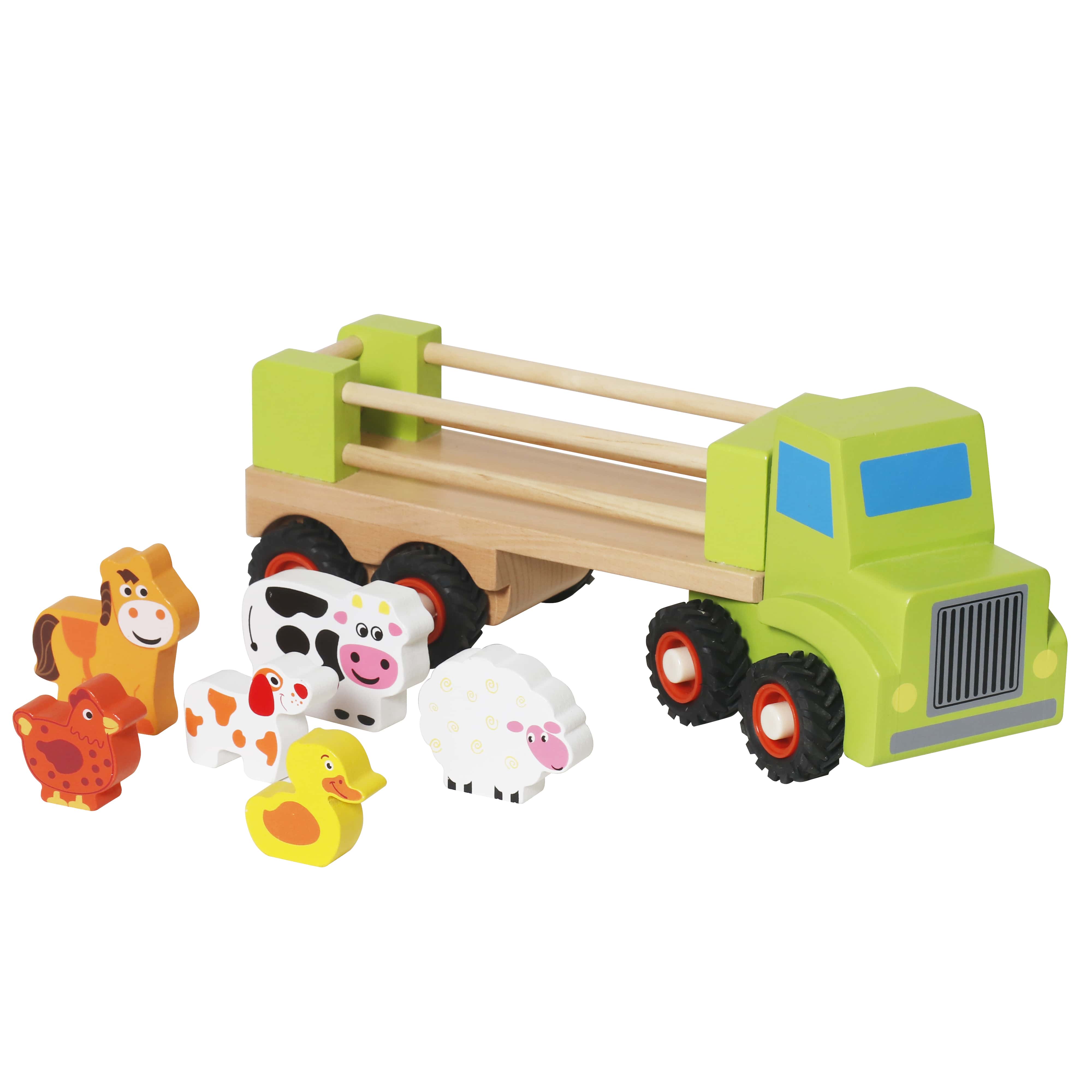 Деревянная машинка с животными "Ферма" 30×10×10 см, W04A688