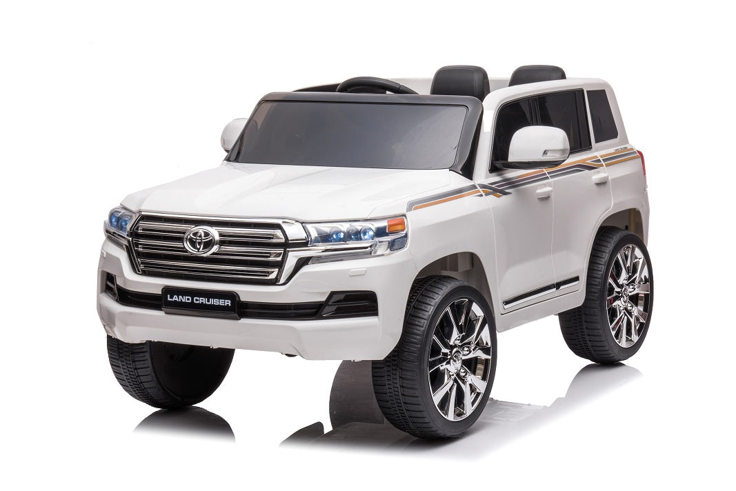 Mașină cu acumulator TOYOTA LAND CRUISER (scaune din piele, 12V7Ah, 2 motoare de 45W, telecomandă, roți moi - EVA, dimensiuni: 125x74x58 cm) cod produs JJ2022/1/2