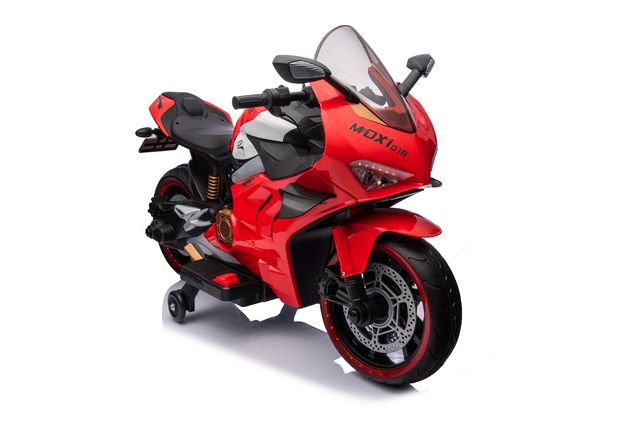 Motocicletă 12V7AH*1, cu 2 motoare, viteză controlată manual, roți moi din EVA, șa din piele, sarcină maximă 25 kg, dimensiuni (148x61x97 cm), art. RT018