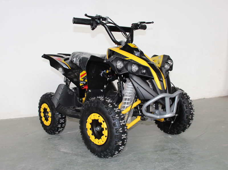 ATV electric 36V 1000W cu motor cu perii. Cadru din metal, roți gonflabile, acumulatori cu plumb-acid 36V 12Ah, faruri funcționale, alarmă, greutate maximă admisă: 90 kg. Art. RTM50