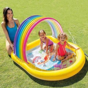 INTEX Piscină gonflabilă pentru copii cu baldachin și jeturi de apă 147x130x86 cm, 84 L, art.57156