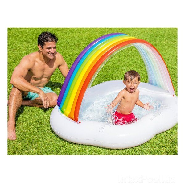 INTEX Piscină gonflabilă pentru copii cu baldachin “Curcubeu” 142x119x84 cm, 82 L, art.57141