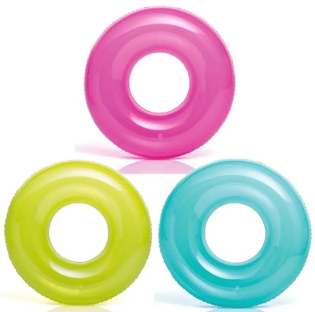INTEX Надувной круг «Прозрачный» D 76 см, до 40 кг, 8+, 3 цвета
 Арт.59260