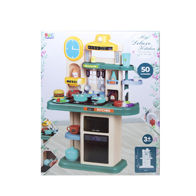 Игровой набор "Кухня" с плитой и мойкой, со светом и звуком, бирюзовый цвет, код 612026
