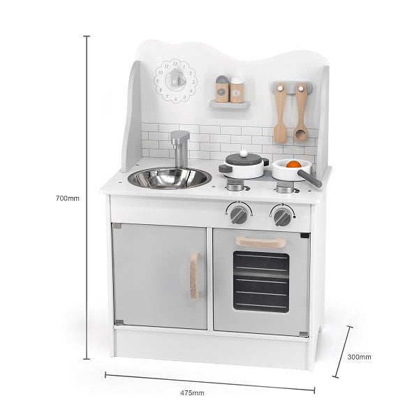 Bucătărie din lemn pentru copii cu accesorii (culoare gri), art.44049