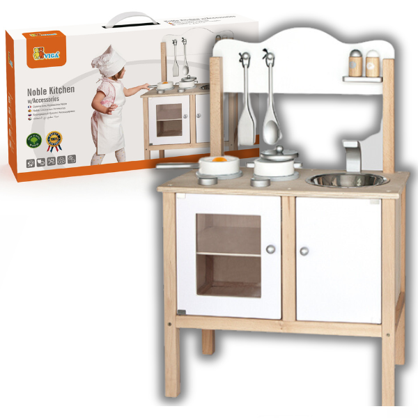Bucătărie din lemn cu accesorii, culoarea albă, art.50223