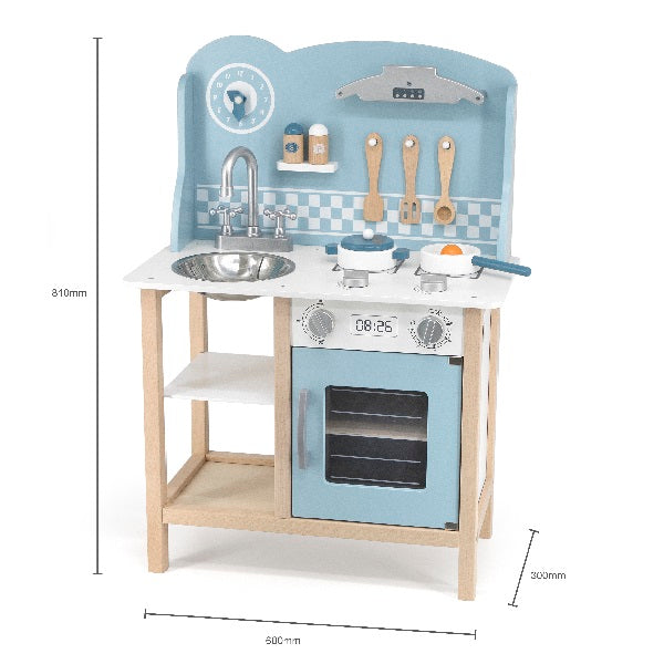 Bucătărie din lemn pentru copii cu accesorii (culoare albastru deschis)  art.44047