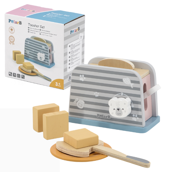 Set de joaca din lemn „Mic dejun cu toaster”, 8 piese, art.44017
