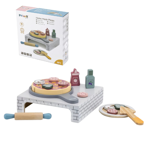 Set de joc din lemn „Pizzerie”, 19 piese, art.44059