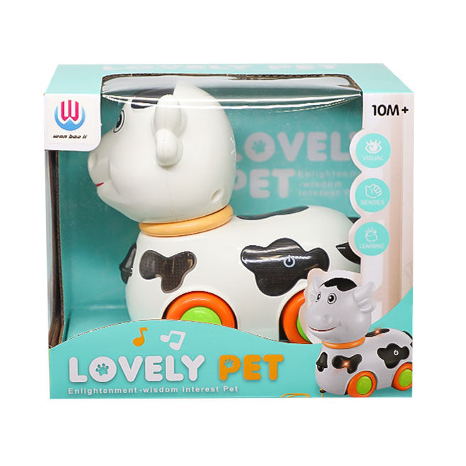 Игрушка-каталка "Корова", со светом и звуком, белая, код 879030