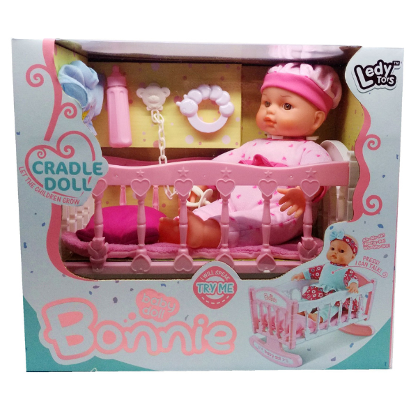 Păpușa vorbitoare Bonnie cu pătuț, 30 cm Art. LD69001F