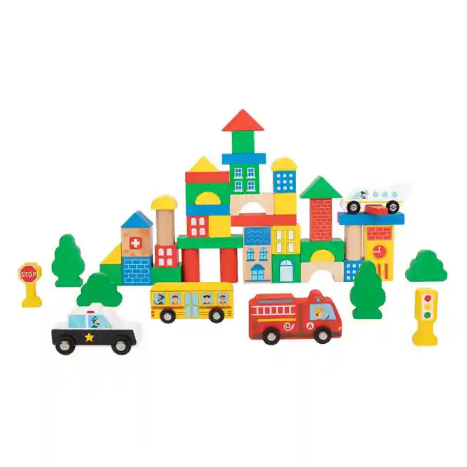 Constructor din lemn City 50 bucăți, cod 57337