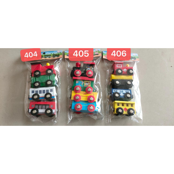 007362 Set masini din lemn cu magnet 4buc