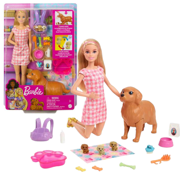 Set de joc Barbie „Cățeluși nou-născuți” HCK75