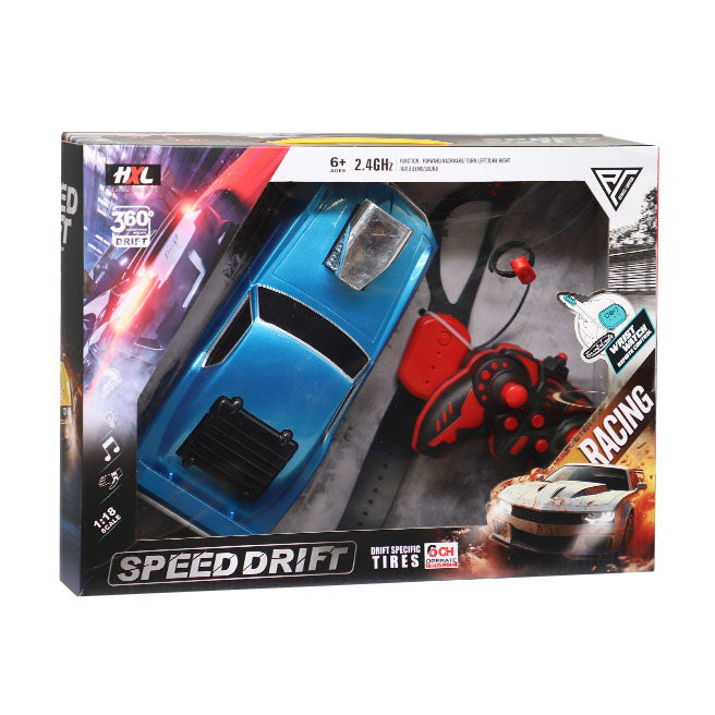 Mașină retro 1:18 cu telecomandă, albastră, cod 880235
