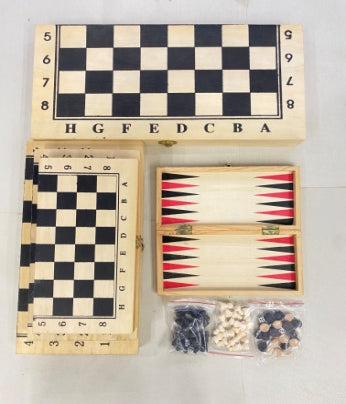 007641 Joc de masa din lemn - sah (3in1) 34*17