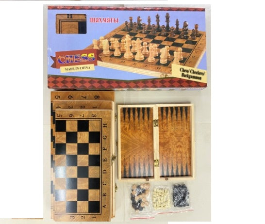 007638 Joc de masa din lemn - sah (3in1) 34*17