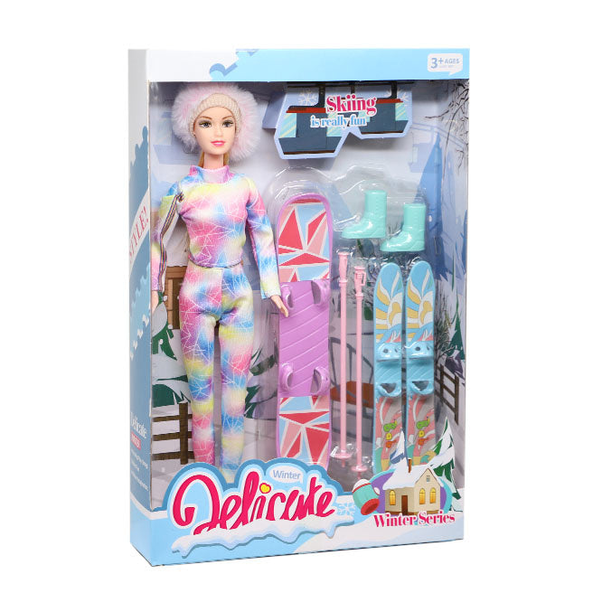 Păpușă cu snowboard și schiuri, cod 880301, 880300