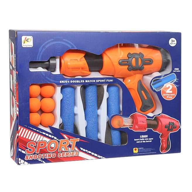 Pistol cu pompă și gloanțe moi, portocaliu cod 902595, roșu cod 902594