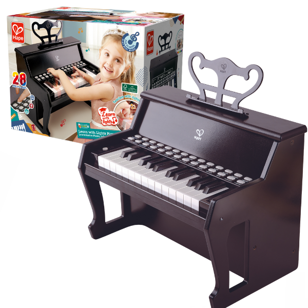 E0627 Instrument muzical „Pian negru cu indicatoare pe taste” lemn HAPE