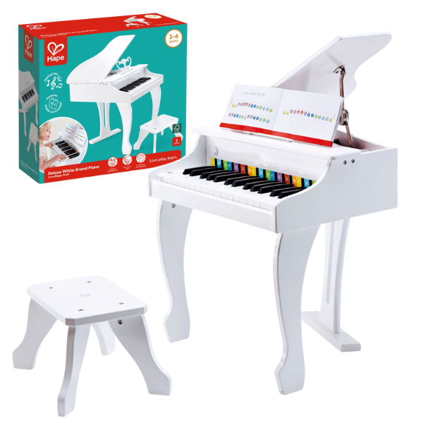 E0338 Instrument muzical „Pian alb cu scaun” lemn HAPE