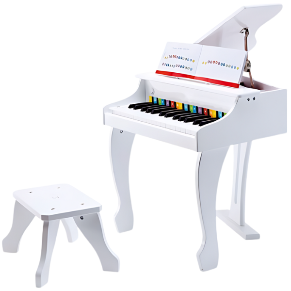 E0338 Instrument muzical „Pian alb cu scaun” lemn HAPE
