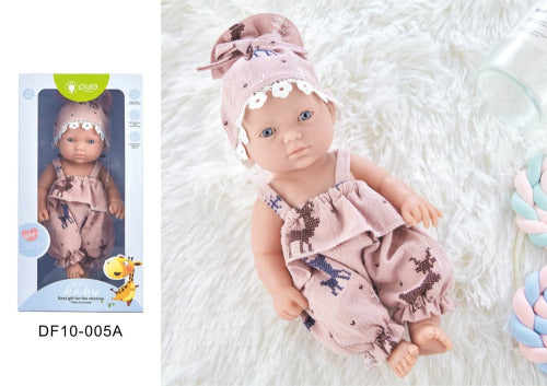Păpușă din vinil „Pure Baby” 25cm în salopetă DF10-005A