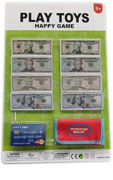 Un set de bancnote și monede cu un portofel 929-084B