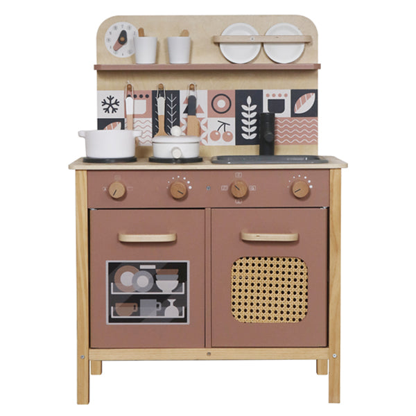 Bucatarie din lemn cu accesorii si functii 58*30*82 cm, maroW10C947