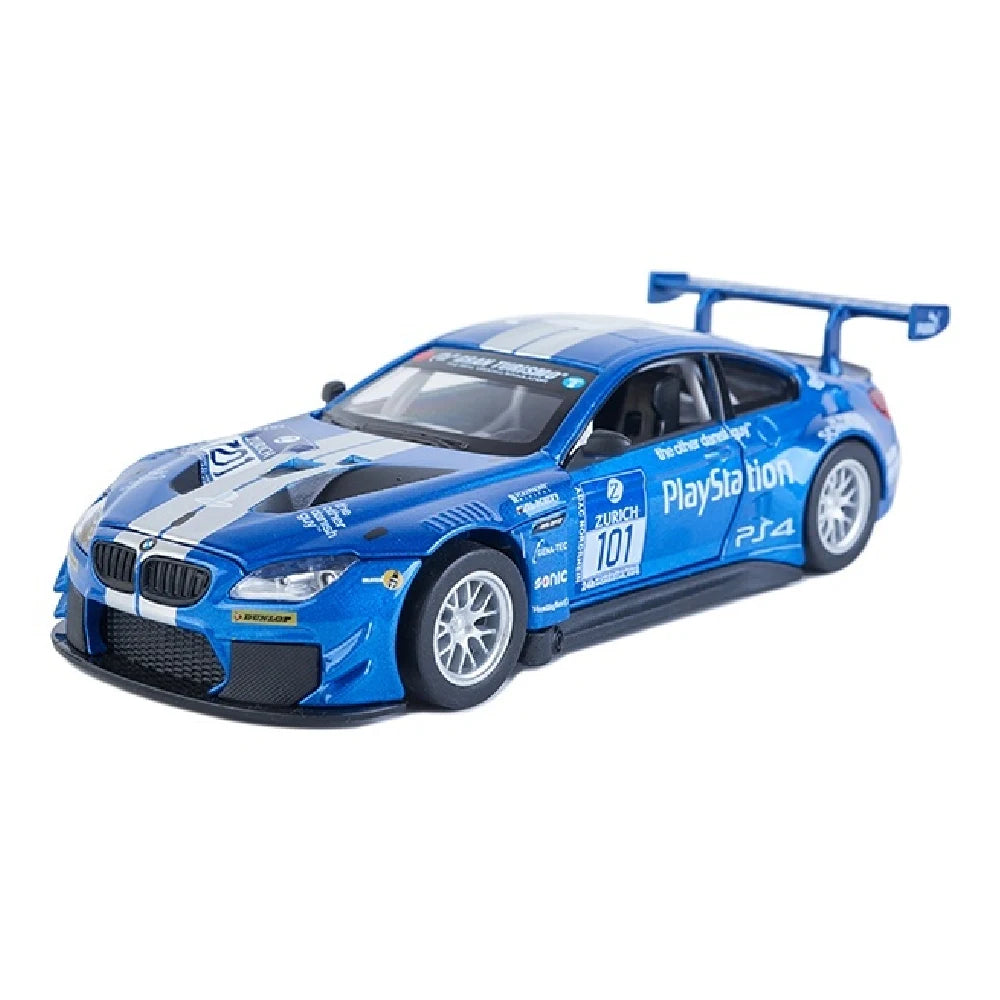 (68255A/1) 1:24 BMW M6 GT3 синего цвета со звуками (двери открываются)