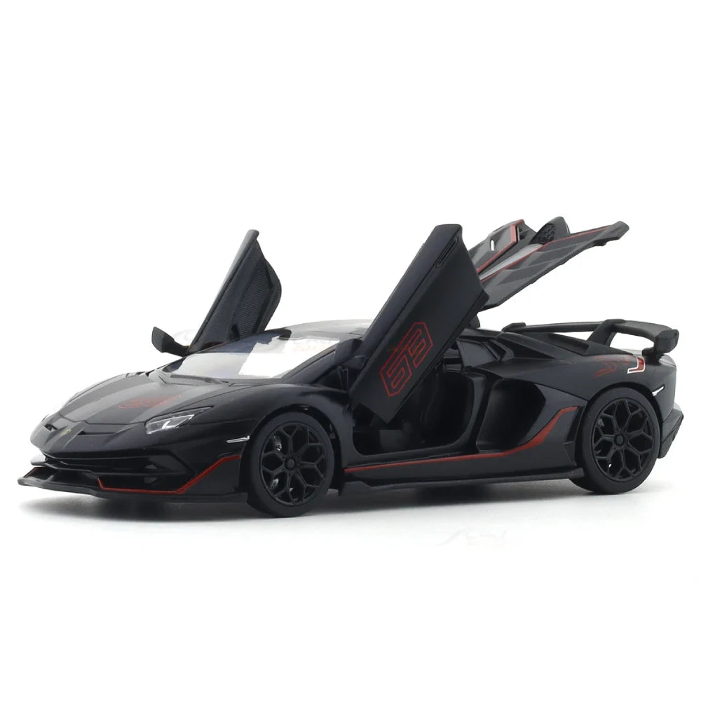 (68269A/2) 1:24 Lamborghini Aventador SVJ черный со звуками (двери открываются)