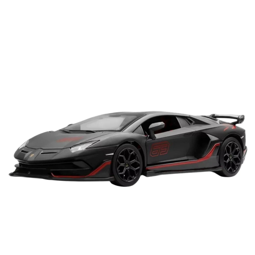 (68269A/2) 1:24 Lamborghini Aventador SVJ черный со звуками (двери открываются)