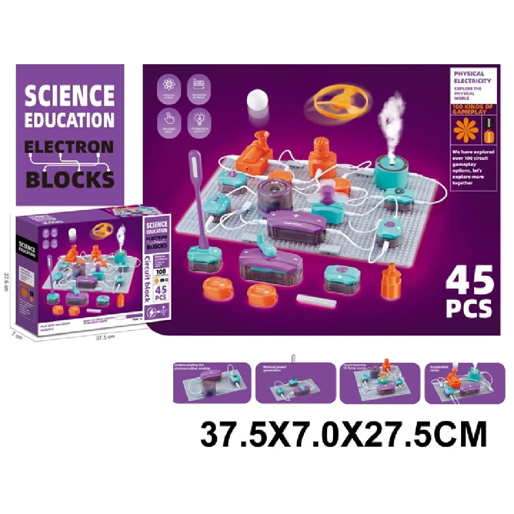 Joc educativ, Experiment Circuite electrice, 45 de piese, multiple experimente (555000)