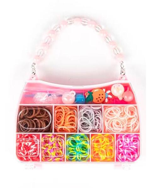 Set de elastice pentru impletit, in cutie in forma de gentuta, J36