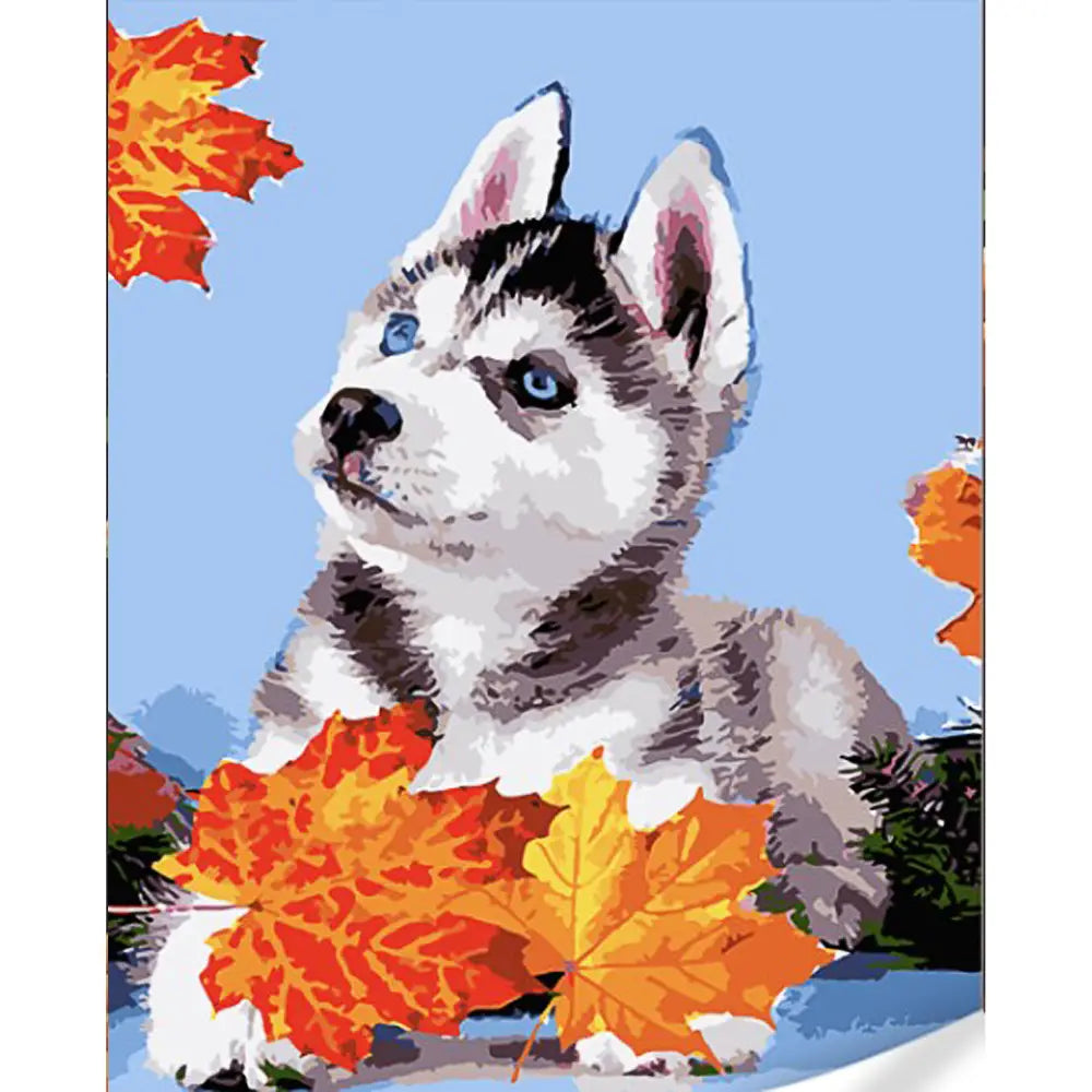 Картина по номерам «Хаски в листьях», 40×50 см (GS1628)