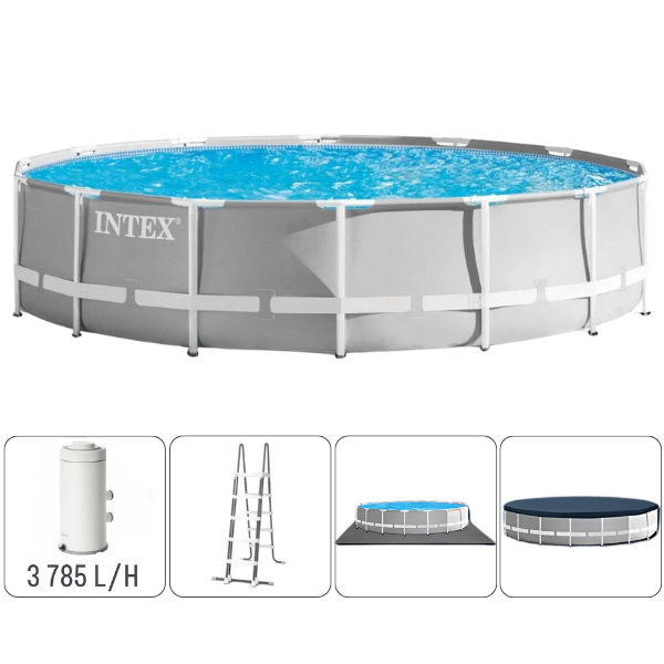Бассейн INTEX PRISM FRAME PREMIUM 427×107 см, 12706 л, металлический каркас, с фильтрующим насосом. Артикул: 26720