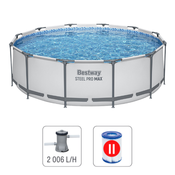 Бассейн Bestway STEEL PRO MAX круглый, 366×100 см, 9150 л, металлический каркас 56260BW