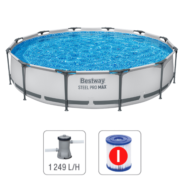 Бассейн Bestway STEEL PRO MAX круглый, 366х76 см, 6473 л, металлический каркас 56416BW