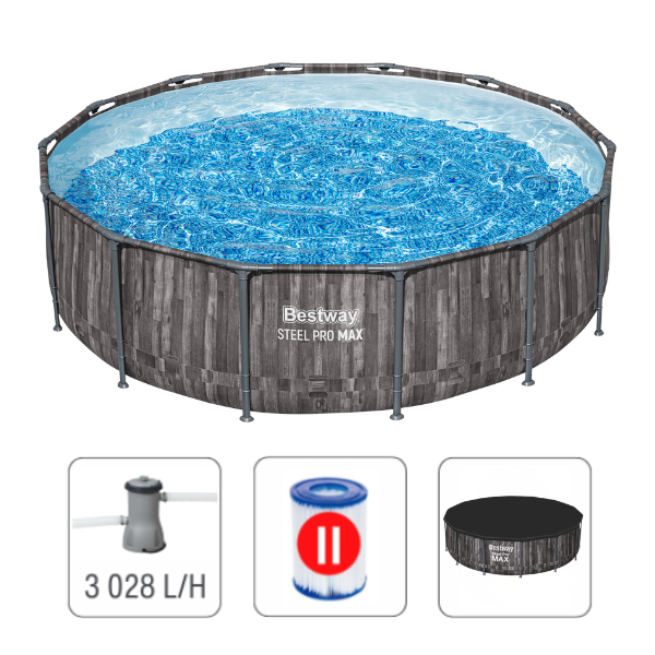 Бассейн Bestway Pool STEEL PRO MAX круглый, 427×107 см, 13030 л, металлический каркас, артикул: 5614ZBW