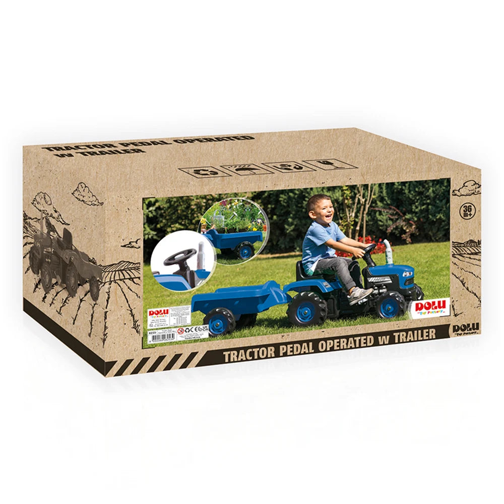 Tractor cu pedale și remorcă albastru, Dolu (8253) 53 x 143 x 45 cm