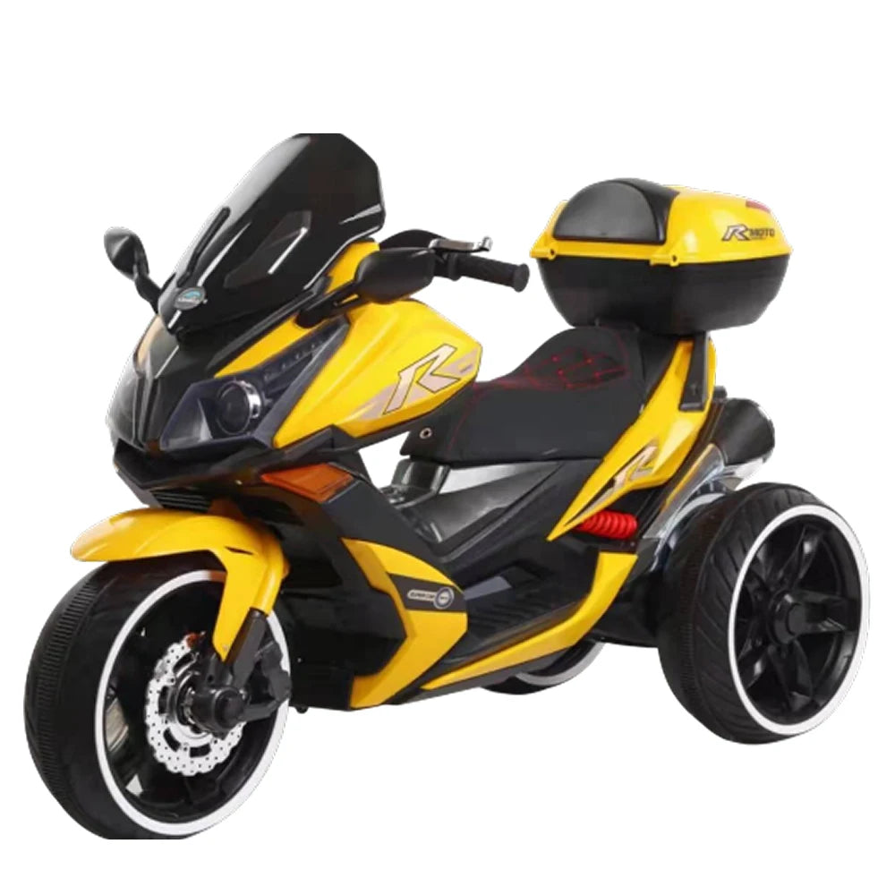 Motocicletă electrică pentru copii cu stație walkie-talkie, galbenă (23451)