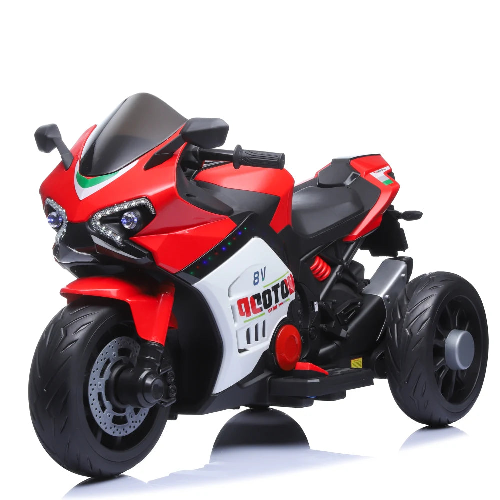 Motocicletă electrică pentru copii cu parbriz iluminat LED, roșie (45675)