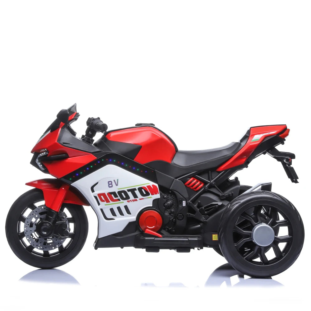 Motocicletă electrică pentru copii cu parbriz iluminat LED, roșie (45675)