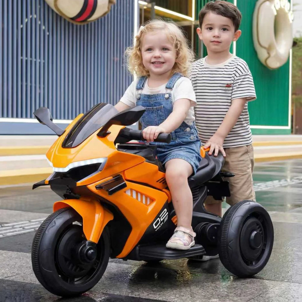 Motocicletă electrică pentru copii cu telecomandă, portocalie (67801)