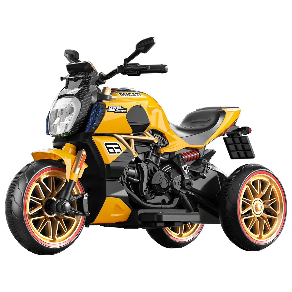 Motocicletă electrică pentru copii, galbenă (56783)