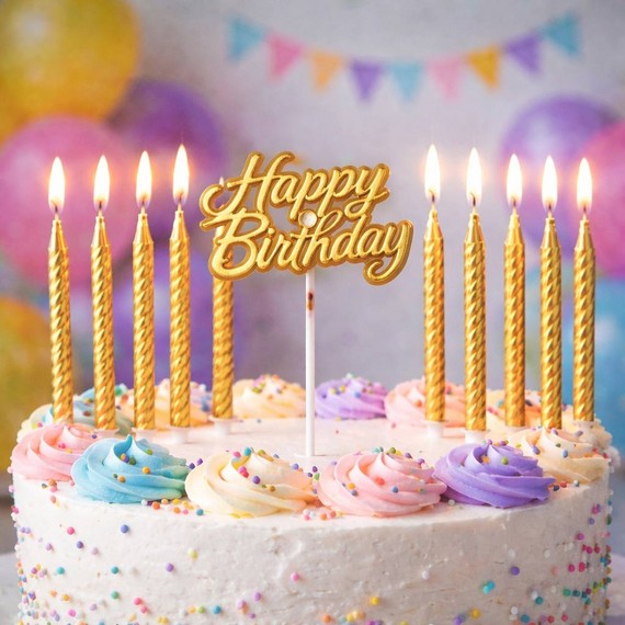 Набор из 10 свечей с подсвечником и надписью	D2510-1877