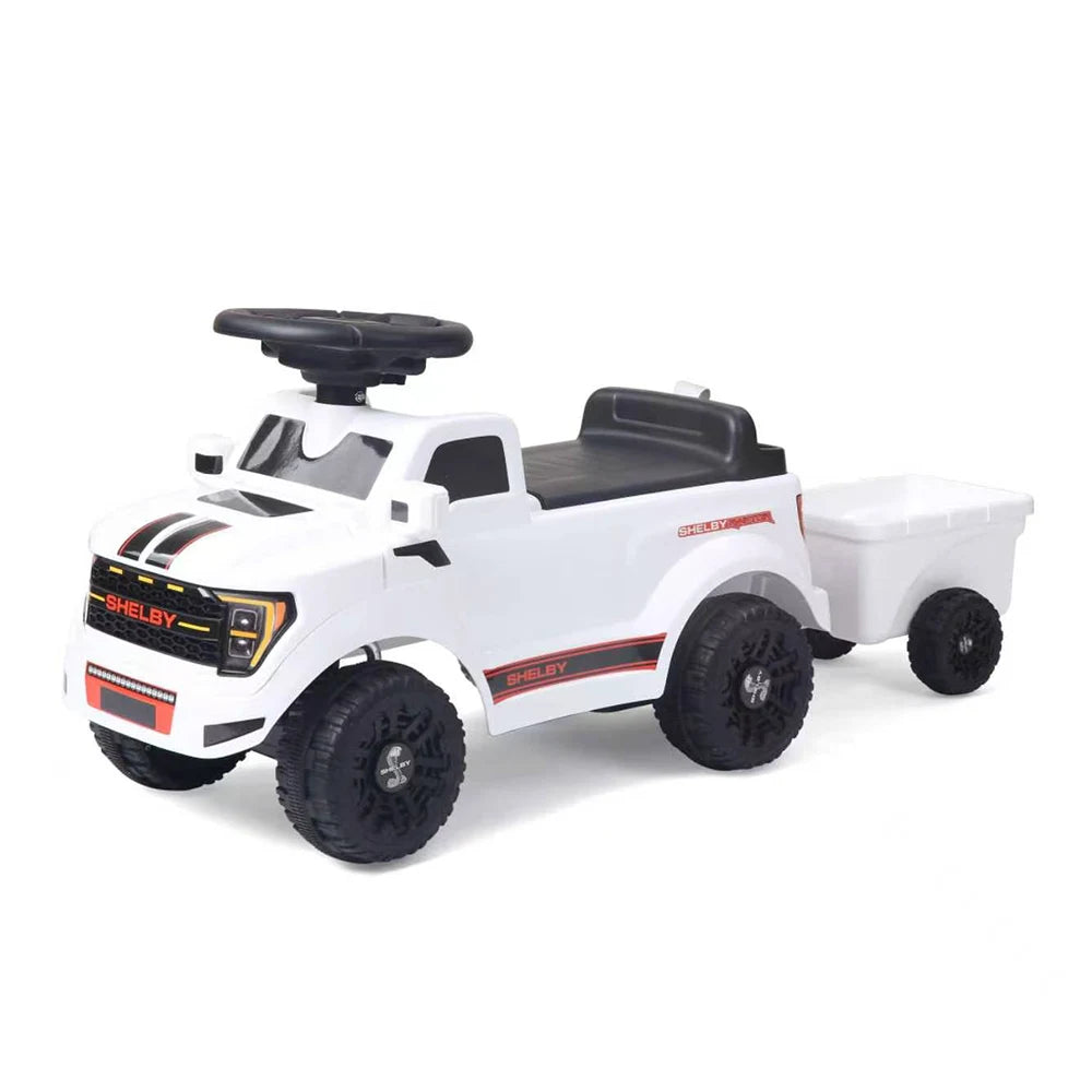 Tolocar pentru copii Ford F-150 cu remorcă și muzică, alb (34535)