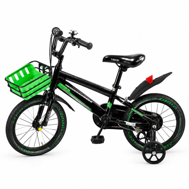 Bicicleta 16", cu 4 roti, verde, cod 2715D